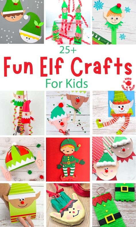 Easy Elf Crafts For Kids, Elf Art For Kids, Elf Diy Crafts, Elf Ornaments Diy Kids, Elf On The Shelf Crafts For Kids To Make, Christmas Elf Craft, Christmas Elf Crafts For Kids, Elf Crafts For Preschoolers, Elf Crafts For Kids