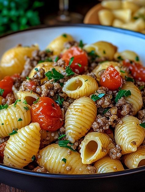 Pasta Shells with Ground Beef Recipe Conchitas With Ground Beef, Pasta Shells With Ground Beef, Shells With Ground Beef, Chicken Fritters Recipe, Pizza Bread Recipe, Crockpot Pasta, Marinated Cucumbers, Ground Beef Recipe, Frozen Pasta