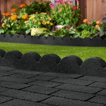 Rubberific 4-ft x 4-in SmartLoc Scallop Black Rubber Landscape Edging Section Stakes Included in the Landscape Edging department at Lowes.com Flowerbed Border, Edging For Flower Beds, Garden Edge, Edging Ideas, Landscape Edging, Garden Edging, Outdoor Landscaping, The Landscape, Walkway