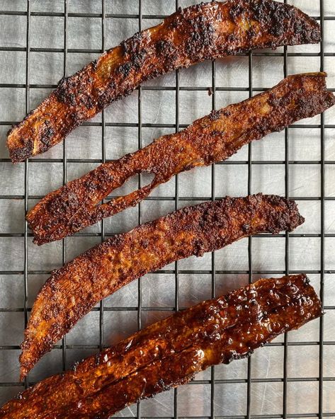 Banana Peel Bacon – The Salted Table Banana Peel Bacon, Lentil Meatloaf, Banana Peels, Vegan Worcestershire Sauce, Vegan Bacon, Banana Peel, Food Scraps, Low Sodium Soy Sauce, Personal Chef