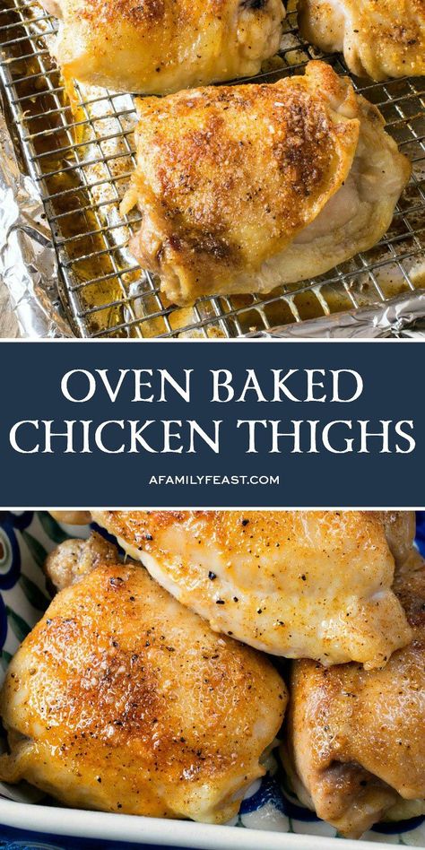 Baked Bone In Chicken, Chicken Thighs In Oven, Oven Roasted Chicken Thighs, Baked Chicken Recipes Oven, Cooking Chicken Thighs, Oven Baked Chicken Thighs, Oven Chicken Recipes, Bone In Chicken, Roasted Chicken Thighs