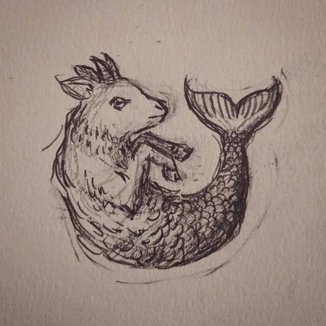 Capricorn Sun Tattoo, Sea Angel Tattoo, Seagoat Tattoo Capricorn, Cute Capricorn Tattoo, Sea Goat Tattoo Capricorn, Seagoat Tattoo, Seagoat Capricorn, Capricorn Goat Tattoo, Baby Goat Tattoo