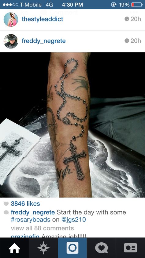 Rosery Tattoos On Arm, Forearm Rosary Tattoo For Men, Rosary Tattoo For Men Arm, Cross Chain Tattoo, Rosary Tattoo For Men, Preston Tattoo, Rosary Beads Tattoo, Rosary Ankle Tattoos, Rosary Tattoo Arm