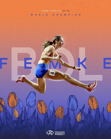 World Athletics | FEMKE 🥹💐 @femke_bol wins the women’s 400m hurdles world title in a sensational 51.70 😭 🥈 @shambambino 52.80 🇺🇸 🥉 @rushellclayton 52.81… | Instagram 400m Hurdles, World Athletics, 400m, Track And Field, Budapest, The Netherlands, Track, Running, Collage