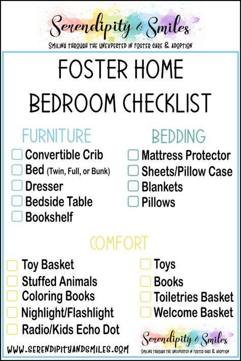 Foster Bedroom, Foster Care Bedroom, Bedroom Checklist, Foster Kid, Becoming A Foster Parent, Foster Baby, Foster Kids, Foster Adoption, Foster Parent