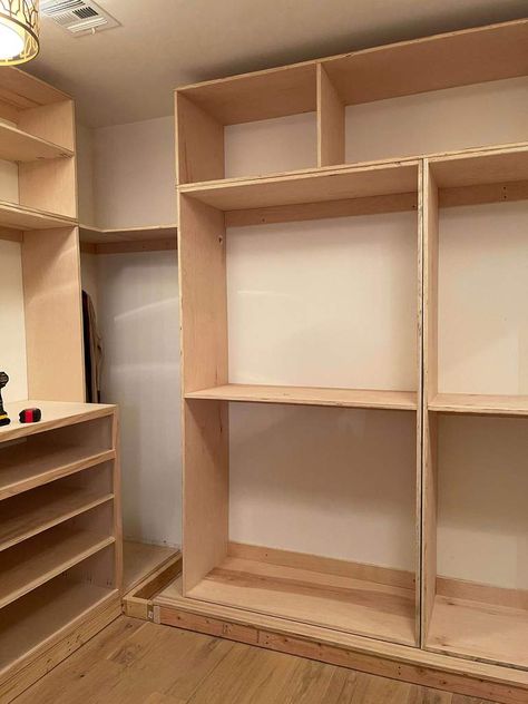 DIY Master Closet: Wardrobe Built In (Part 2) – Handmade Haven Diy Large Wardrobe, Master Closet Measurements, Mdf Closet Diy Built Ins, Built In Open Closet, Closet Diy Build Walk In, Diy Built In Armoire Closet, Diy Bedroom Wardrobe Built Ins, Diy Closet With Bookshelves, Wardrobe Diy Build