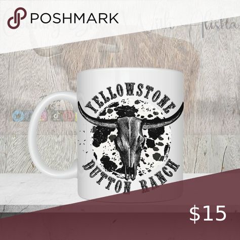 Yellowstone Bull Skull Western Handmade Sublimated 11oz Ceramic Coffee Mug Cocoa Bar, Bull Skulls, Western Theme, Hot Cocoa, Custom Mugs, Coffee Lover, Cocoa, Sublimation Printing, Gift Box