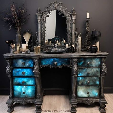 Divine Crystal Witch Witch Furniture, Crystal Witch, Witch Moon, Refurbished Furniture, Paint Designs, Labradorite, Dresser, Witch, Vanity