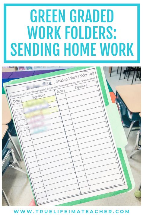 Easily organize and manage sending home graded and ungraded student work with a green graded work folder for each student. Sending Home Student Work, First Week Of 3rd Grade, First Week Of School Activities, Take Home Folders, Student Folders, Planning School, Work Folders, School Date, First Week Of School