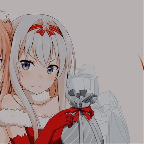 Christmas Couple Pfp Gxg, Anime Christmas Matching Pfp Friends, Christmas Matching Pfps, Christmas Profile, Xmas Icons, Christmas Profile Pictures, Christmas Pfps, Sinon Sao, Bff Christmas