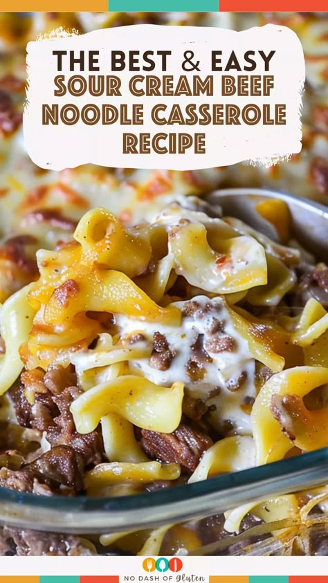 This Sour Cream Beef Noodle Casserole is the ultimate comfort food! With layers of creamy noodles, seasoned beef, and melted cheese, it’s the perfect cozy meal for family dinners or meal prep. Easy to make and packed with flavor! Save this recipe for your next weeknight dinner! Sour Cream Noodle Casserole, Sour Cream Casserole Ground Beef, Sour Cream Hamburger Casserole, Meat Casserole Recipes For Dinner, Sour Cream Ground Beef Noodle Casserole, Hamburger Sour Cream Noodle Casserole, Egg Noodle Beef Casserole, Creamy Beef Noodle Casserole, Casserole Recipes Noodle