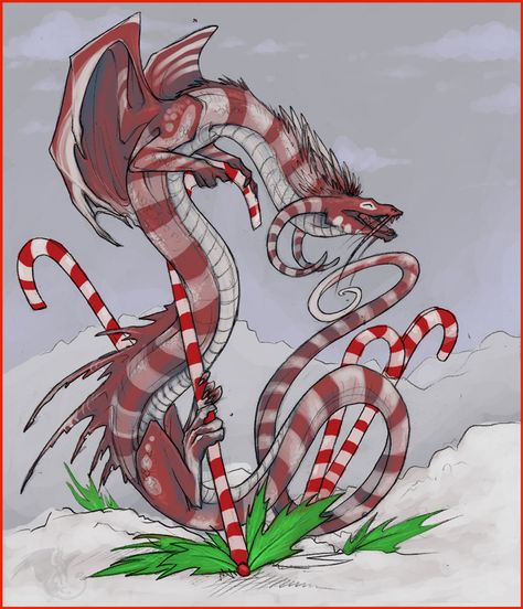 Christmas-Dragon-Candy Cane Christmas Dnd, Candy Dragon, Candy Kingdom, Rp Chat, Monster Food, Candy Drawing, Dragon Wolf, Steampunk Dragon, Christmas Dragon