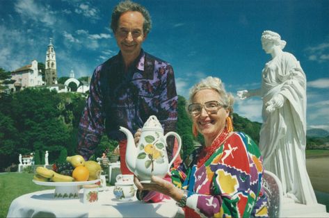 My artistic grandmother, Susan Williams-Ellis, was the founder of Portmeirion pottery, and pictured here at Portmeirion village in North Wales, the life’s work of her father Sir Clough Williams-Ellis. Portmeirion Pottery, Bloomsbury Group, William Ellis, Family Weekend, Family Heritage, North Wales, House On A Hill, Creativity And Innovation, British Design