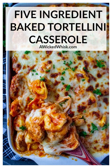 Italian Sausage Cheese Tortellini, 5 Ingredient Tortellini, Baked Tortellini With Sausage, Ground Italian Sausage Tortellini Recipes, Easy Dinner Tortellini, Tortelinni Bake, Italian Sausage Tortellini Bake, Tortellini Spaghetti Bake, Totillinie Pasta