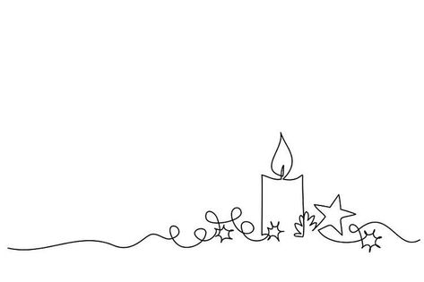 Christmas Candle Drawing, Christmas Line Drawings, Christmas Vector Art, Christmas Line Art, Line Art Christmas, Candle Vector, Embroidery Illustration, Hand Drawn Christmas Cards, Christmas Chalkboard Art