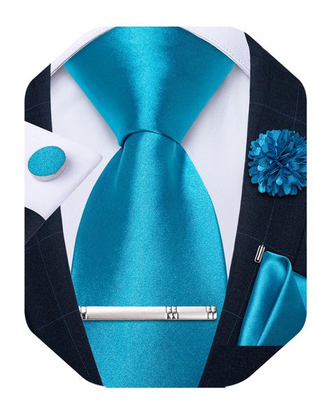 PRICES MAY VARY. 【Mens Tie Set】Men Satin Teal Tie +Lapel Pin Brooch+Tie Clip + Pocket Square + Cufflinks. It's a surprise gift for father, husband, son,brother and friends,and all loved ones on Father's Day,Christmas Day,Valentine's Day,Thanksgiving Day,Anniversary,birthday ect 【High-end Fabric】Made of high-end fabric, mens solid color turquoise necktie tie has a good sense of elegance and fashion. It is smooth and delicate to wear, lightweight and soft, and has significant anti wrinkle and wear Teal Tie, Turquoise Wedding, Mens Tie, Cufflink Set, Cufflinks Wedding, Color Turquoise, Tie Set, Surprise Gift, Aqua Green