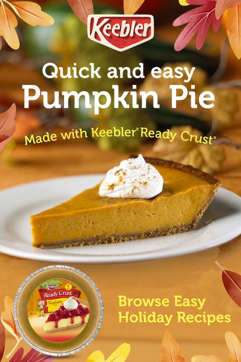 Keebler® Ready Crust® makes holiday baking quick, easy and deliciously tasty. Your friends and family will be so impressed. Tap the Pin for more recipes. Pumpkin Pie Recipe Premade Crust, Easy Pumpkin Pie Recipe With Graham Cracker Crust, Keebler Pumpkin Pie Recipe, Pumpkin Pie Recipe Gram Cracker Crust, Pumpkin Pie Recipe Allrecipes, Perfect Pumpkin Pie, Pumpkin Pie Cheesecake, Easy Pumpkin Pie, Easy Pie Recipes