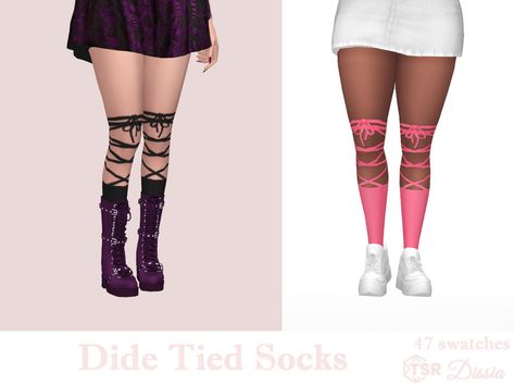 The Sims Resource - Dide Tied Socks Sims 4 Cc Tie Accessory, Sims 4 Alternative Cc Maxis Match, Sims 4 Alternative Cc, Sims 4 Socks, Goth Socks, Ts4 Accessories, Sims 4 Cc Goth, Sims4 Clothing, Royal Accessories