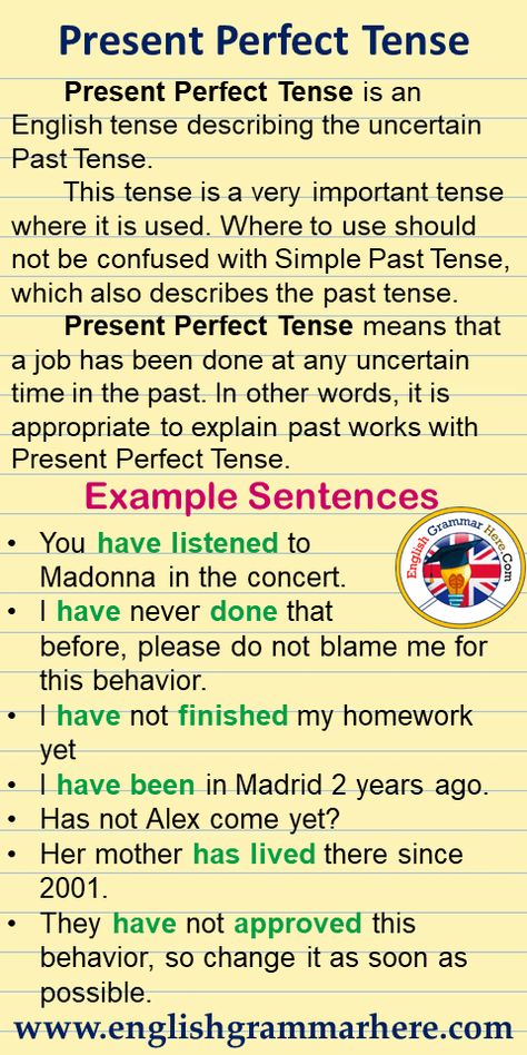 Perfect Tenses English, Present Perfect Tense Examples, Tense Notes, Present Perfect Simple, Present Perfect Tense, Struktur Teks, English Tenses, Descriptive Text, Simple Past