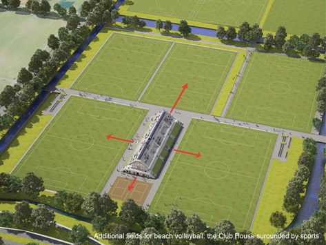 Gallery of Club House Varkenoord / NL Architects - 48 Training Center Design, Sports Training Facility, Sports Facility Architecture, Axonometric View, Soccer Academy, Stadium Architecture, Campus Design, Manchester United Players, Sports Complex