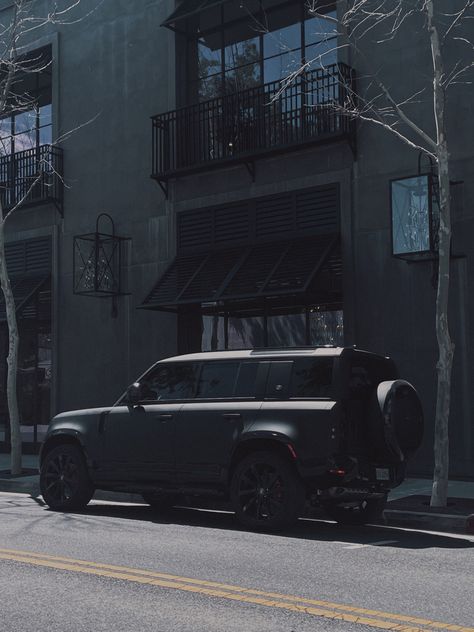 LA automotive scene off road Land Rover defender 110 matte black aesthetic Defender Aesthetic, Land Rover Defender Interior, Range Rover Defender, Land Rover Camping, Defender Car, La Aesthetic, New Land Rover Defender, Action Board, New Land Rover