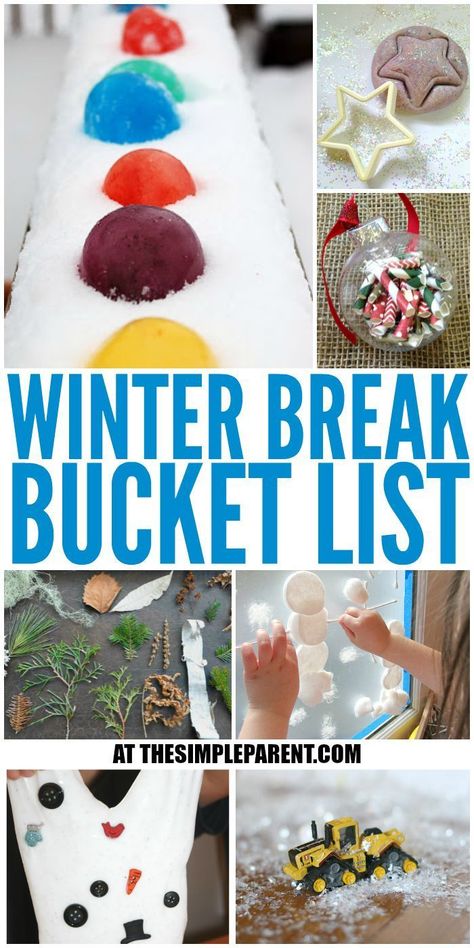 Winter Break Bucket List, Things To Do During Winter, Winter Break Activities, Winter Crafts For Toddlers, Fun Holiday Crafts, Fun Winter Activities, Winter Bucket List, Winter Activities For Kids, Holiday Crafts For Kids