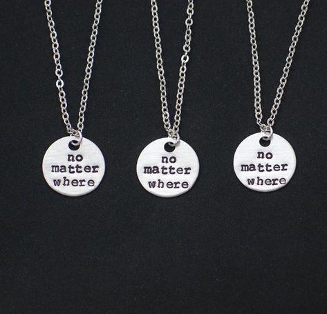 This is a set of 3 necklaces. Silver disc hand stamped with quote no matter where on silver chain. Chain length of each necklace: 18 inches ( standard length ). If you prefer shorter length just leave me a message at checkout. Chain upgrade ( longer chain ) is available by Best Friends Necklaces, Sisters Necklace, 2 Daughters, 3 Best Friends, Mirror Jewelry Armoire, Sister Jewelry, Sister Necklace, Friend Jewelry, Best Friend Jewelry