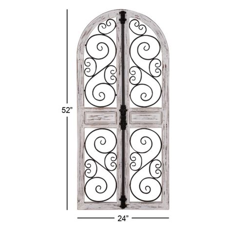 Gate Wall Decor, Vintage Style Living Room, Ornamental Wood, Bar Post, Metal Wall Panel, Shabby Chic Wall Decor, Medallion Wall Decor, Arch Wall, Wood Arch