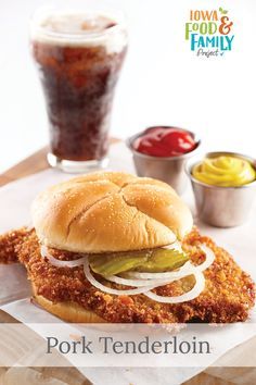 Pork Tenderloin Sandwich #foodnfamilies #pork #statefair #sandwich #comfortfood Iowa Food, Breaded Pork Tenderloin, Tenderloin Sandwich, Fried Pork Tenderloin, Boneless Pork Loin Chops, Pork Tenderloin Sandwich, Boneless Pork Loin, Tenderloin Recipes, Pork Sandwich