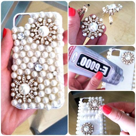 DIY iPhone Case Makeovers - Pearl iPhone Case - Easy DIY Projects and Handmade Crafts Tutorial Ideas You Can Make To Decorate Your Phone With Glitter, Nail Polish, Sharpie, Paint, Bling, Printables and Sewing Patterns - Fun DIY Ideas for Women, Teens, Tweens and Kids Phone Case Decoration, Pearl Crafts, Diy Sharpie, Cell Cover, Diy Case, Diy Iphone Case, Pearls Diy, Diy Simple, Cases Diy