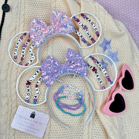 Eras Tour Friendship Bracelet Themed Mouse Ears Headband Long Live - Etsy Taylor Friendship Bracelet, Diy Mickey Ears, Eras Tour Taylor, Disney Mickey Ears, Mouse Ears Headband, Ears Headband, Disney Life, Diy Headband, Disney Ears