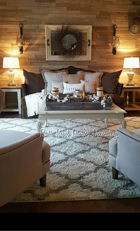 wood planks bought from Loewes   Design by Kami Arndt.  Just so beautiful Purple Eyeliner, Furnitur Ruang Keluarga, Rustic Farmhouse Living Room, Modern Farmhouse Living, Home Theaters, Fa Fal, Home Theater Design, Modern Farmhouse Living Room, Bedroom Idea