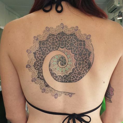 Fractal Tattoo, Spiral Tattoo, Fibonacci Tattoo, Swirl Tattoo, Spiral Tattoos, Black Tattoo Cover Up, Dot Tattoos, Sacred Geometry Tattoo, Mandalas Painting