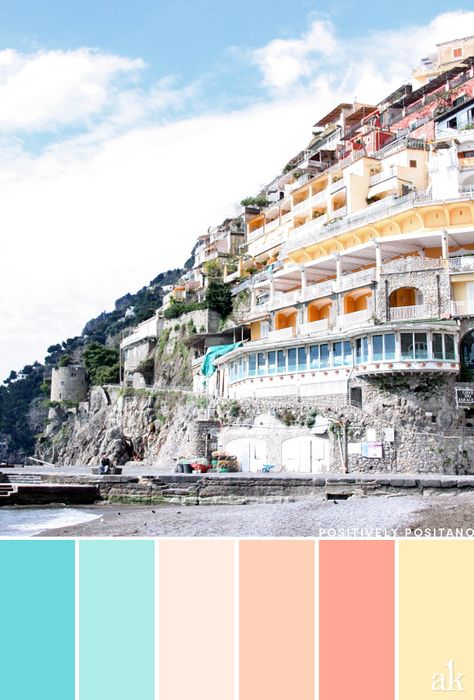 a Positano-inspired color palette — Akula Kreative Palette Summer, Watercolor Business Cards, Modern Brands, Paint Inspiration, Positano Italy, Studying Abroad, Palette Color, Summer Color, Paint Palette