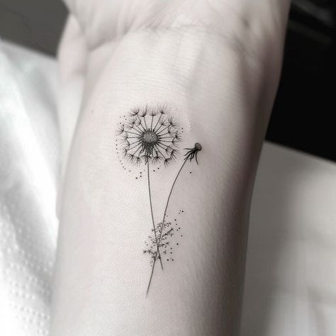 Watercolor Dandelion Tattoo, Still I Rise Tattoo, Dandelion Tattoo Design, Lily Flower Tattoos, Flower Tattoo Meanings, Henna Stencils, Boho Tattoos, Dandelion Tattoo, Beautiful Henna