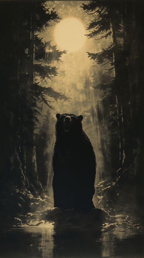 Bear Spirit, Bear Aesthetic, Touching Spirit Bear, Bear Shifter, Black Bears Art, Bear Totem, Bear Tattoo Designs, Spirit Bear, Bear Paintings