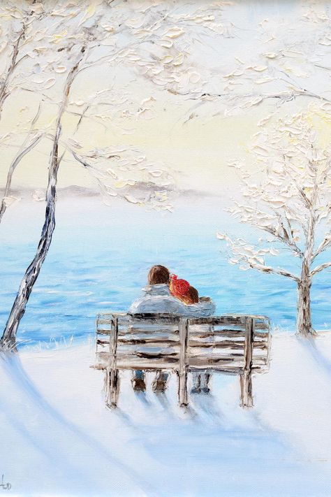 "TITLE: \"The Winter Dream\" Original Oil Painting SIZE: 11x14 inches, 16x20 inches, 20x24 inches MATERIALS: Oil Painting on stretched canvas by Sofya Shafto 2020 Signed by Artist/Seller on the front, Signed and dated on the back The painting is shipped safely with a tracking number This painting was recently sold! This listing is for it to be re-created based on the photo you see above. It will be 100% hand-painted, it won't be the copy and each paint stroke will be unique. It is usually comple Winter Painting Oil, Snow Paintings On Canvas, Winter Lake Painting, Snow Painting Acrylic Winter Scenes, Snow Canvas Painting, Winter Art Painting, Winter Oil Painting, Snow Paintings, Winter Landscape Art