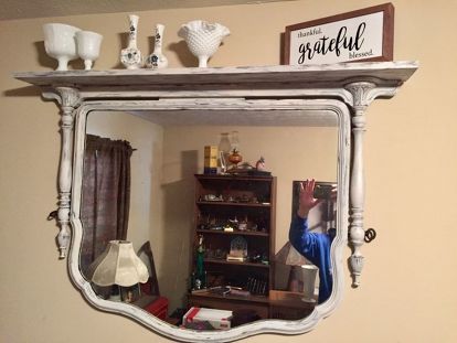 Antique Dresser Mirror Frame Repurposed, French Inspired Bathroom Mirrors, Upcycled Dresser Mirror Ideas, Repurposed Vanity Mirror, Antique Vanity Mirror Repurposed, Upcycled Dresser Mirror, Repurpose Dresser Mirror Ideas, Dresser Mirror Repurposed Diy, Antique Dresser Mirror Repurpose