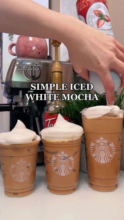 starbucks iced white mocha at home 🤎 (+ a few tips to make sure your ... | TikTok Iced White Mocha At Home, White Mocha Recipe, Mocha At Home, Iced White Mocha, Mocha Recipe, White Mocha, Starbucks Iced, Starbucks Drinks, Simple Ingredient