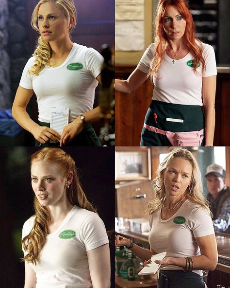 @trueblood_site on Instagram: “Favorites Merlotte's Waitress ❤️ - Sookie . Arlene . Jessica . Holly - #trueblood #truebies #sookiestackhouse #arlenefowler #Jessicahamby…” True Blood Costume, True Blood Jessica, Jessica Hamby, Waitress Outfit, Blood Nails, True Blood Series, Costumes 2024, Horror Halloween Costumes, Senior Thesis