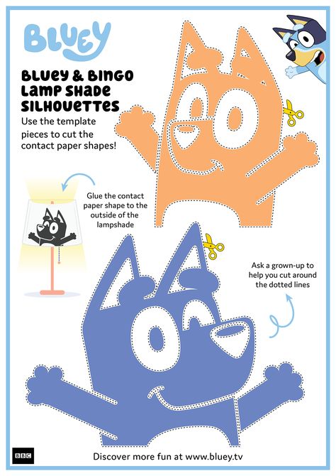 Easy Bluey Crafts, Bluey Cartoon Silhouette, Diy Bluey Room Decor, Bluey Cartoon Pumpkins, Diy Bluey Craft, Bluey Arts And Craft, Bluey Paper Crafts, Bluey Craft Ideas, Bluey Classroom Themes