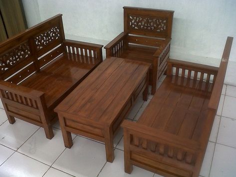 21 Model Kursi Tamu Kayu Jati Minimalis Terbaru 2018 | Dekor Rumah Reka Bentuk Bilik Tidur, Sofa Design Wood, Wooden Sofa Set Designs, Wood Bed Design, Wooden Sofa Designs, Corner Sofa Design, Wooden Sofa Set, Living Room Sofa Design, Sofa Set Designs