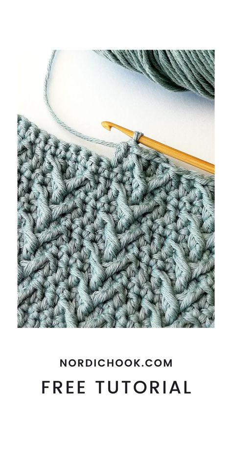 This free crochet stitch tutorial shows how to make the vertical fishbone stitch step-by-step. It includes detailed photo instructions. This crochet stitch is a repeat of two rows. The fabric turns out quite dense and it has a gorgeous texture of vertical fishbones! Easy Crochet Stitches For Beginners, Crochet Zig Zag, Fishbone Stitch, Crochet Stitch Tutorial, Crochet Throw Pattern, Knitting Stitches Tutorial, Crochet Stitches Free, Crochet Knit Stitches, Easy Crochet Stitches