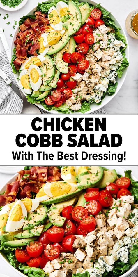 Chicken cobb salad recipe. Chopped Cobb Salad, Cobb Salad Dressing, Chicken Cobb Salad, Classic Cobb Salad, Lettuce Recipes, Cobb Salad Recipe, Chicke Recipes, Pork Salad, Chopped Salad Recipes