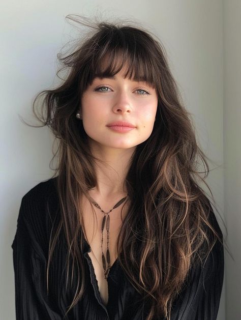 Haircuts with Fringe: Explore Stunning Fringe Hairstyles Fringe With Long Hair, Soft Fringe Bangs, Haircuts With Fringe, Haircut Fringe, Choppy Fringe, Block Fringe, Long Fringe Hairstyles, Curly Fringe, Light Fringe