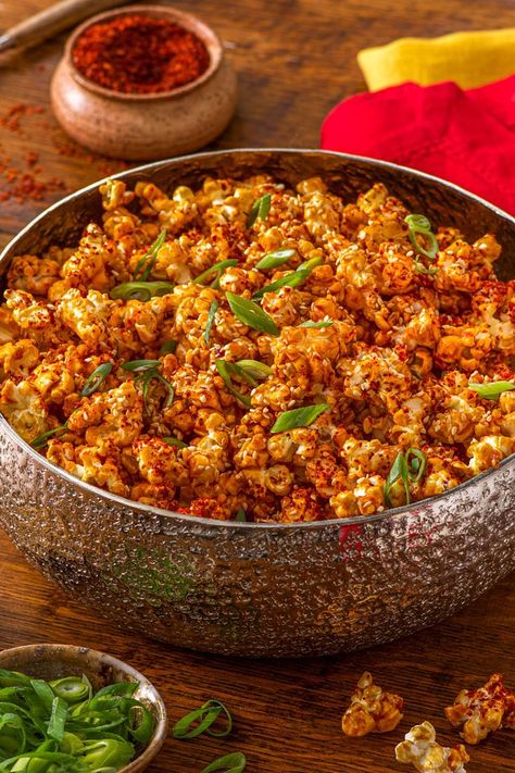 This sweet and spicy #popcorn delivers and a delicious explosion of flavors in every bite. 🍯🌶️🍿 #snack #recipe #bbq Sweet And Spicy Popcorn, Bbq Popcorn, Easy Homemade Snacks, Spicy Popcorn, Savory Popcorn, Asian Spices, Popcorn Treats, Canned Food Storage, Korean Barbecue