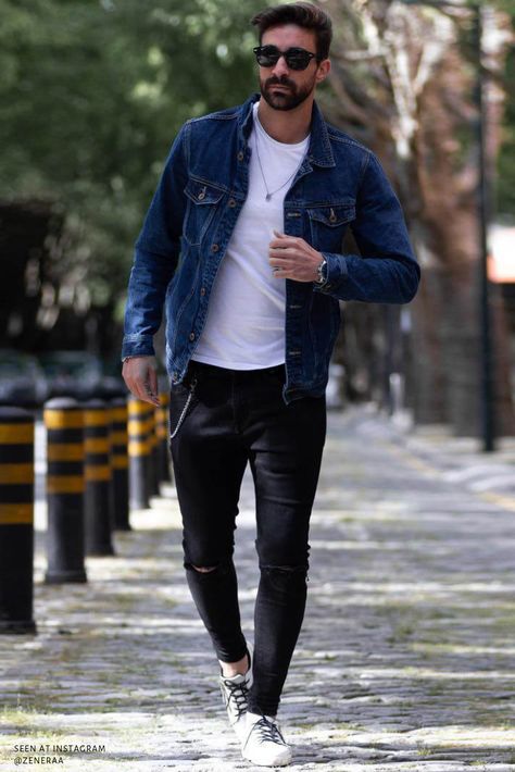 FREIZEIT MÄNNEROUTFIT IM DENIM-STYLE Lässiges Denim-Streetstyle Männeroutfit für den Übergang, passend für die Freizeit.  Bei Favorite Styles gibt es aktuelle Outfits für Männer mit passenden Teilen zum shoppen. Herrenmode aller Marken und Trends. Hole dir jetzt inspiration!  #favoritestyles #fashion #outfit #männermode #herrenmode #männeroutfit #menswear #herrenoutfit #mensoutfit #mensfashion #outfitideen #outfitinspiration #männer #casual #freizeit #denim #streetstyle #jeanjacke #streewear Outfit Herren, Unique Outfit Ideas, Herren Style, Male Style, Men's Outfits, Outfit Jeans, Minimal Outfit, Sharp Dressed Man, Denim Style