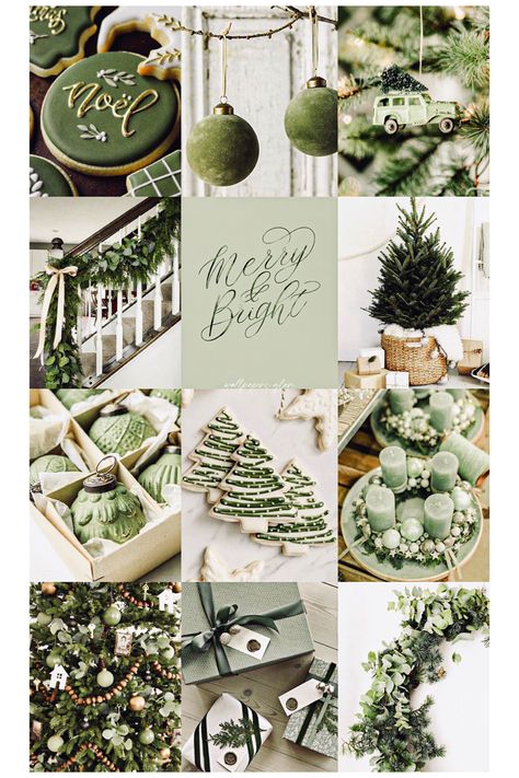 Christmas Decorations Astetic, Light Green Christmas Aesthetic, Sage Green Christmas Aesthetic, Sage Green Christmas Tree Decor, Sage Green Christmas Wallpaper, Mint Green Christmas Decor, Mint Christmas Decor, Green Aesthic, Sage Green Christmas Decor