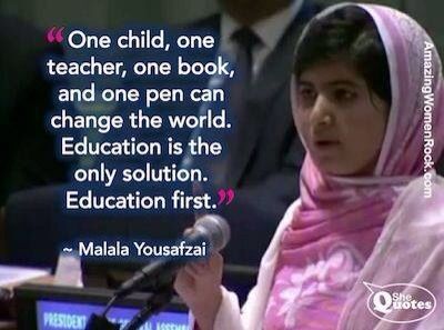 Malala Yousafzai Malala Yousafzai Quotes, Malala Yousafzai, Education Quotes For Teachers, Education Kindergarten, Math Videos, Quotes For Students, Second Language, Leadership Quotes, Teacher Humor