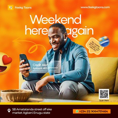 It another weekend😁Saturday to precise. So relaxed and observe all payments you received from your work with the week. . . Contact us for your Designs, Social Media Management and Digital Marketing .............. #graphicsdesign #flyerdesign #dailycontent #instadaily #weekendvibes #viral #creative #weekends #graphicdesigner #weekendtime #socialmediamanager #feekgtoons #socialmediapost #photoshop #minions #explore #digitalmarketing #weekendmood #madewithphotoshop #madewithillustratorr Weekend Social Media Design, Travel Advertising Design, Digital Advertising Design, Corporate Event Design, Flyers Design, Travel Advertising, Social Media Advertising Design, Creative Advertising Design, American Men